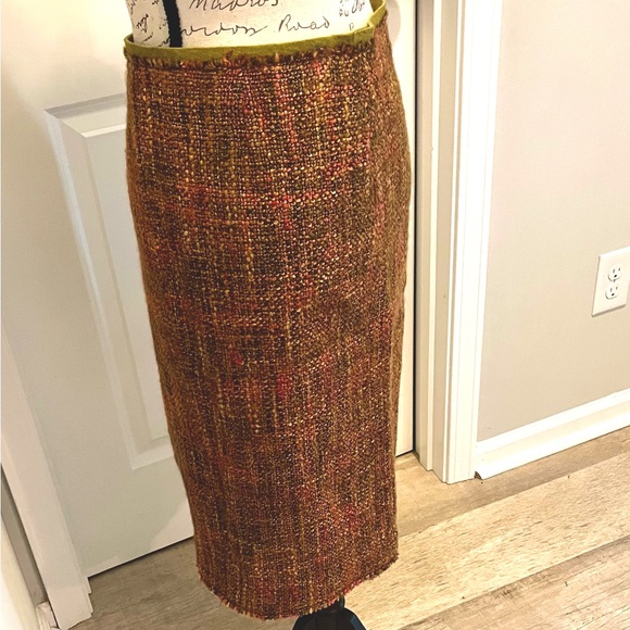 Philosophy Di Alberta Ferretti Green and Pink Tweed Vintage Skirt Size 8, EUC. - Picture 1 of 11